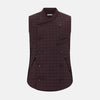 View 1 of product The Turnbull & Asser Burgundy Double-Breasted Quilted Gilet is a sleeveless vest with black buttons, an angled front, subtle check pattern, side and chest pockets—an ideal menswear piece for versatile layering.