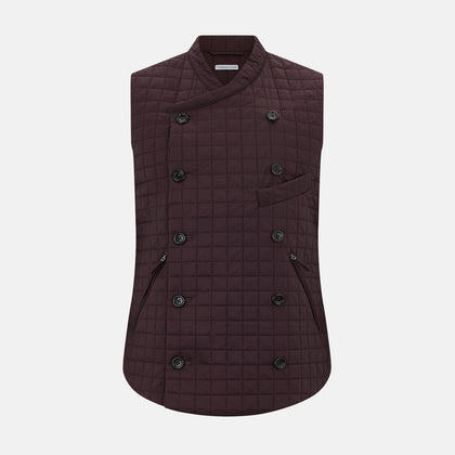 Burgundy Double-Breasted Quilted Gilet