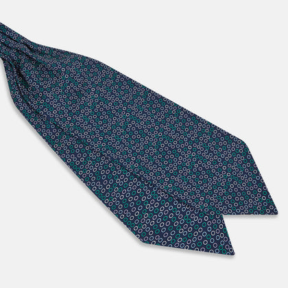 Multicoloured Dark Navy Circle Silk Cravat Image 2