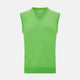 The Turnbull & Asser Bright Green V-neck Cashmere Vest is a sleeveless jumper with ribbed edges, shown on a plain white background.
