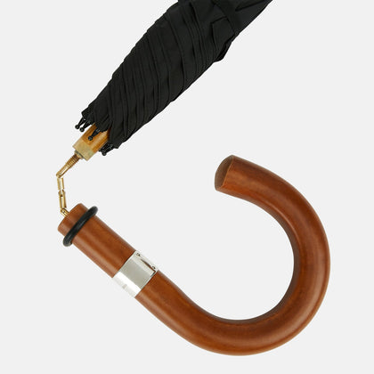 Black Traveller Umbrella with Malacca Crook Handle Image 2