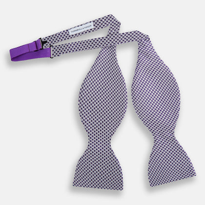 Purple and White Hounstooth Silk Bow Tie Image 1