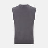 View 3 of product The Turnbull & Asser Slate Grey V-neck Cashmere Vest, shown against a white background, is a sophisticated sleeveless jumper ideal for refined ensembles.