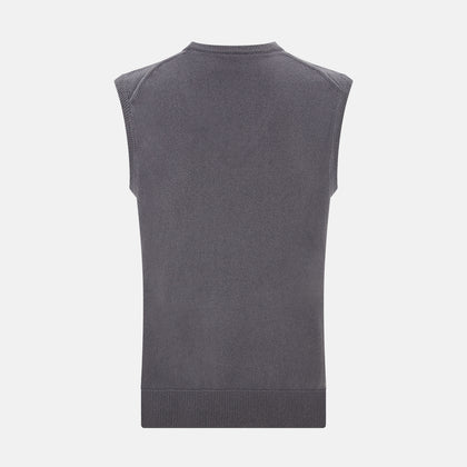 Slate Grey V-neck Cashmere Vest Image 2