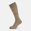 View 1 of product Turnbull & Asser Coffee Linen Mid-Length Sock—brown, textured heathered fabric, displayed upright on white. Ideal for comfortable everyday wear.