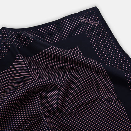 Navy and Pink Dot Silk Pocket Square Image 1