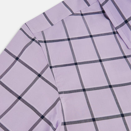 Lilac Grid Check Windsor Shirt Image 5