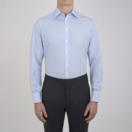 Light Blue Bengal Stripe Shirt with T&A Collar and Double Cuffs Image 4