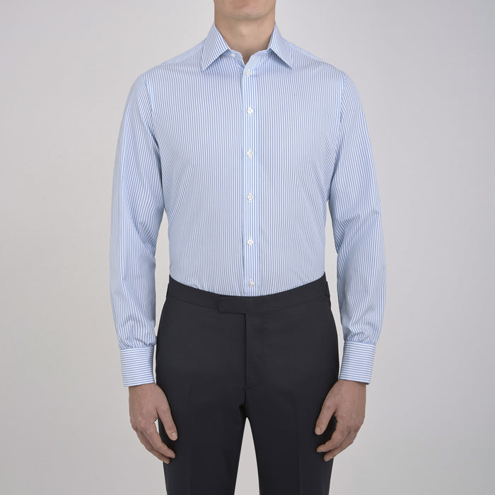 Light Blue Bengal Stripe Shirt with T&A Collar and Double Cuffs Image 4