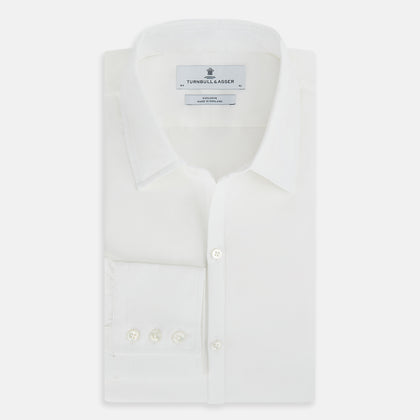 PLAIN WHITE WINDSOR SHIRT WITH TURNBULL OPEN COLLAR AND 3-BUTTON CUFFS Image 4