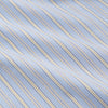 View 4 of product The Turnbull & Asser Blue and Yellow Stripe Poplin Cotton Nightshirt features light blue and yellow vertical stripes, long sleeves, a classic collar, single chest pocket, rounded hem, and is displayed flat on a white background.