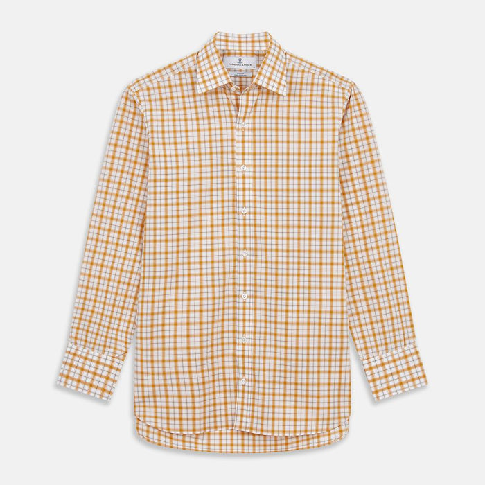 Orange Multi Check Cotton Fabric Image 1