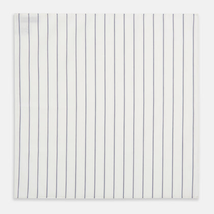 Dark Navy Double-Pinstripe Hand-Rolled Handkerchief Image 2