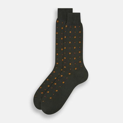 Forest Green Patterned Mid-Length Socks Image 1