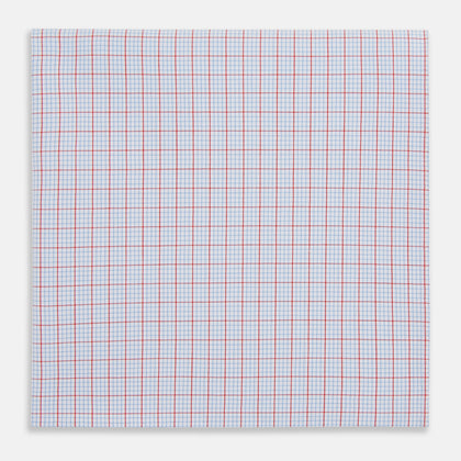 Hand Rolled Red Multi Graph Check  Handkerchief