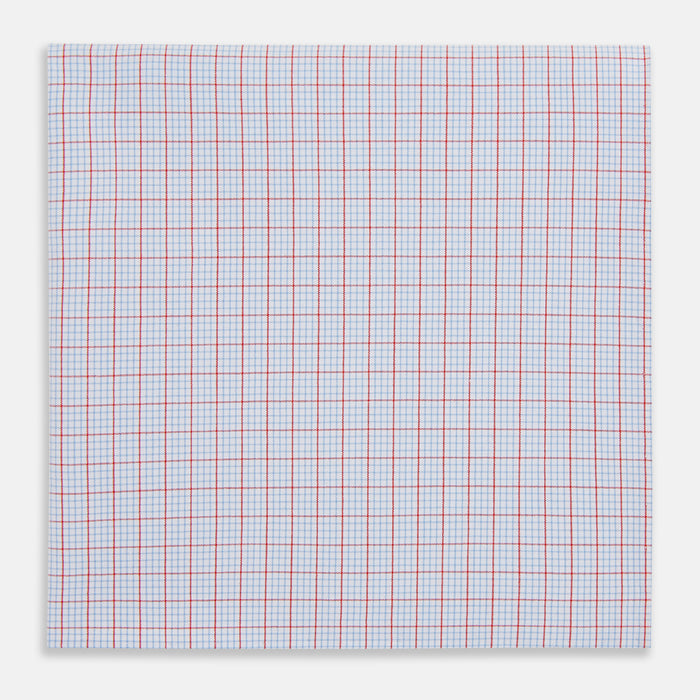 Hand Rolled Red Multi Graph Check  Handkerchief