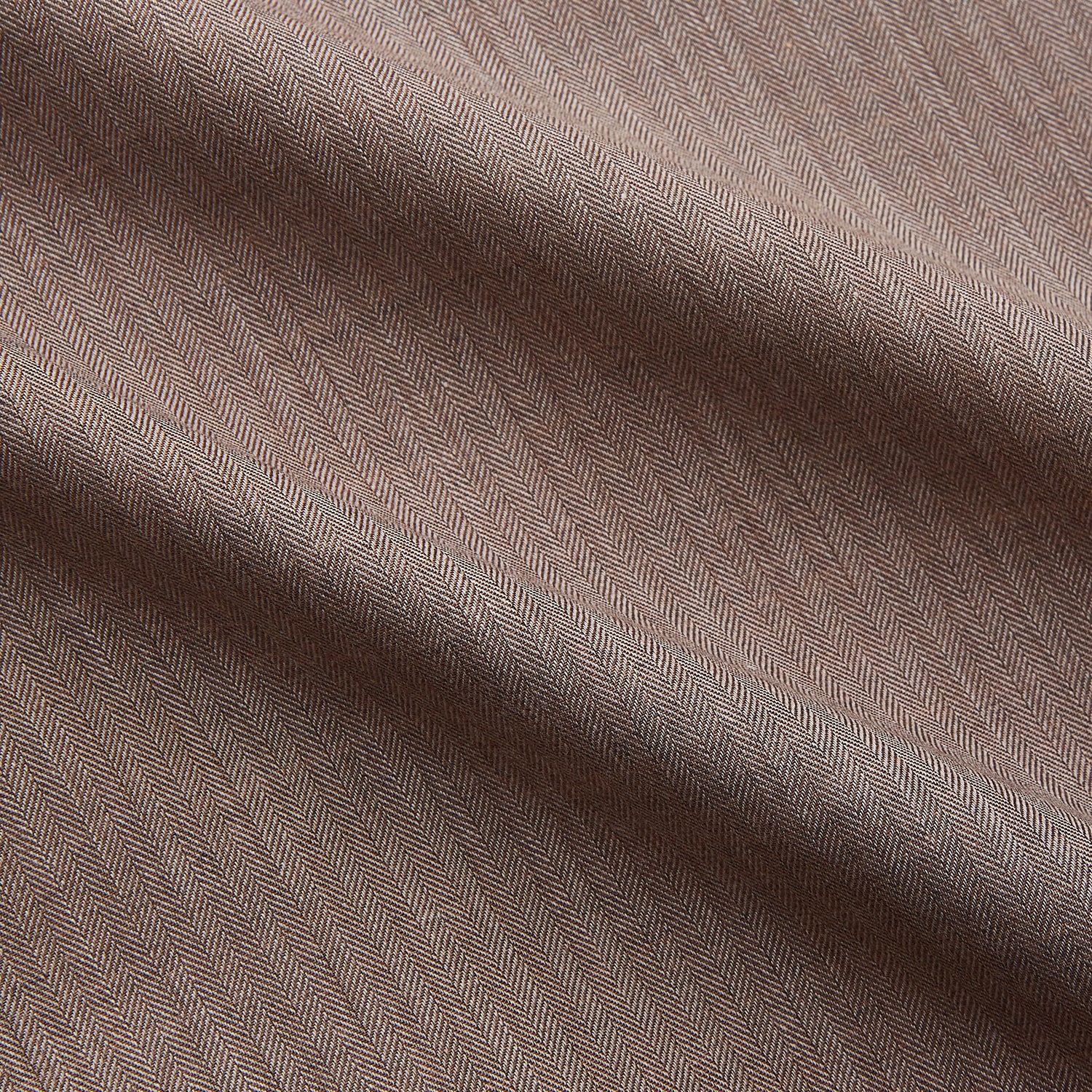View 3 of product The Turnbull & Asser Camel Cotton Melange Regular Fit Mayfair Shirt features long sleeves, a classic T&A collar, white buttons, and buttoned cuffs in light brown cotton melange, displayed flat on a white background.