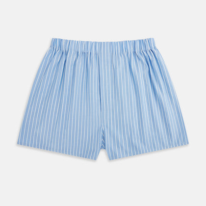 White and Blue Stripe Godfrey Boxer Shorts