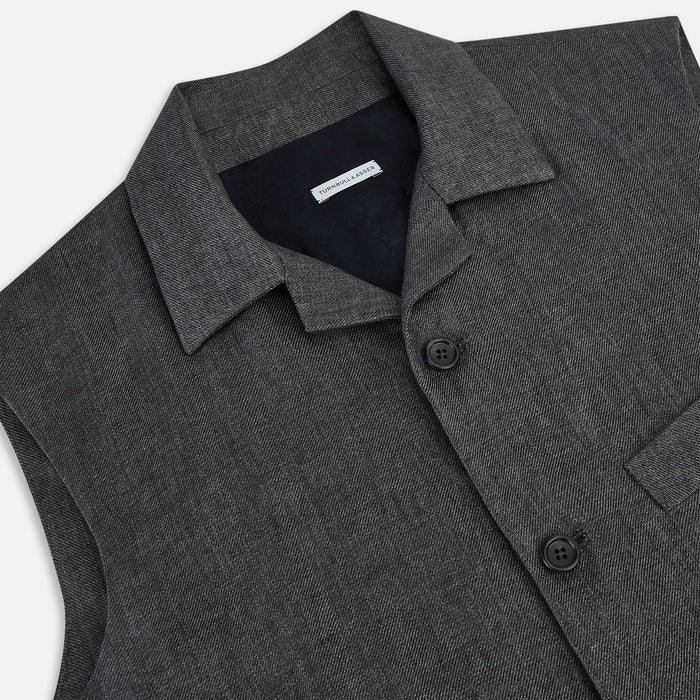 Ash Collared Linen Waistcoat Image 1