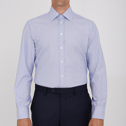Blue Hairline Stripe Shirt with T&A Collar and 3-Button Cuffs Image 1