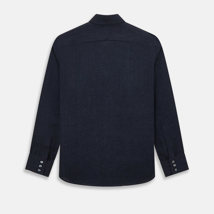 Navy Linen Windsor Shirt Image 2