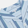 View 2 of product The Blue Baiadera Stripe Pyjama Shirt by Turnbull & Asser features long sleeves, a chest pocket, and a notched collar for an elegant nightwear look, shown on a white background.