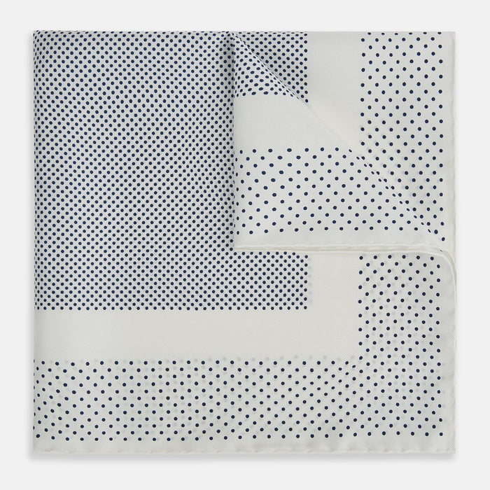 Cream Dot Silk Pocket Square