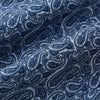 View 4 of product The Pale Blue Paisley Silk Cravat by Turnbull & Asser showcases intricate, swirling blue and white paisley designs on a light background, echoing the elegance of British style accessories.