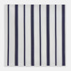 View 1 of product The Navy Double Stripe Hand-Rolled Handkerchief by Turnbull & Asser features evenly spaced navy and black stripes on white fabric, meticulously crafted in England with hand-rolled edges.