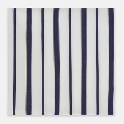 Navy Double Stripe Hand-Rolled Handkerchief
