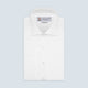 The Turnbull & Asser Tailored Fit Two-Fold 120 White Cotton Shirt features a Kent collar, double cuffs, and button-down front, displayed neatly folded against a light blue background.