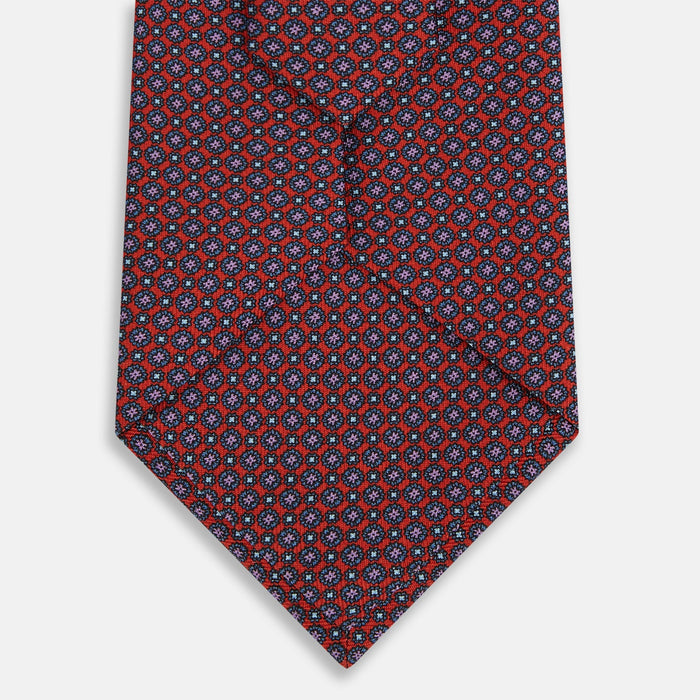 Red Multi-Floral Silk Tie Image 2
