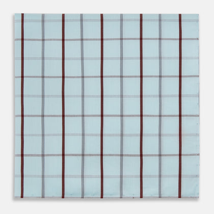 Burgundy Combination Check Hand-Rolled Handkerchief