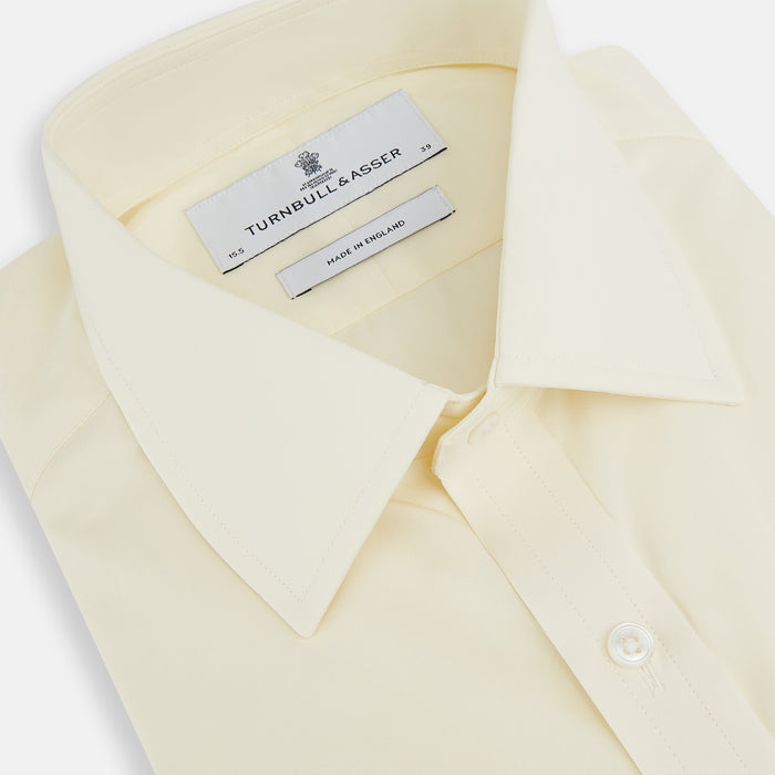 Cream Cotton Shirt with T&A Collar and Double Cuffs Image 1