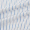 View 6 of product The Turnbull & Asser Sky Blue Combination Stripe Mayfair Shirt features long sleeves, a T&A collar, buttoned cuffs, and thin vertical stripes in blue, shown on a plain white background.