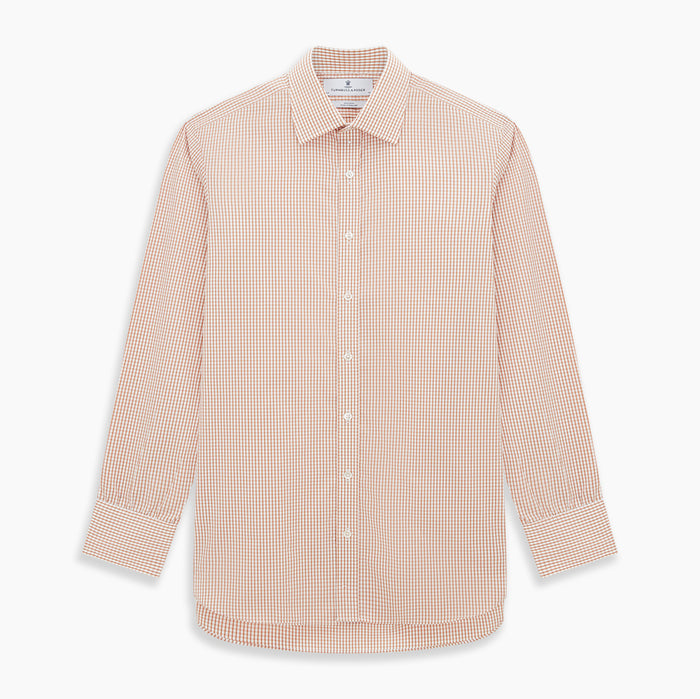 Orange Micro Shadow Check Mayfair Shirt Image 6