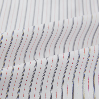 Midnight Blue and Red Ticking Stripe Mayfair Shirt Image 5