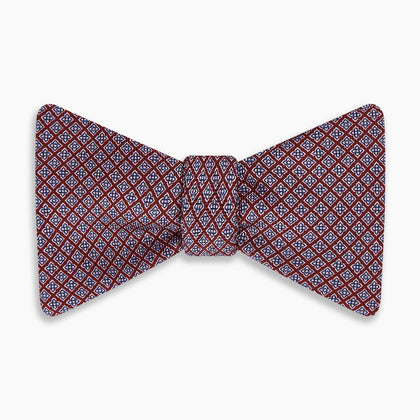 Indies Red Floral Square-Print Silk Bow Tie Image 2