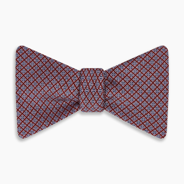 Indies Red Floral Square-Print Silk Bow Tie Image 2