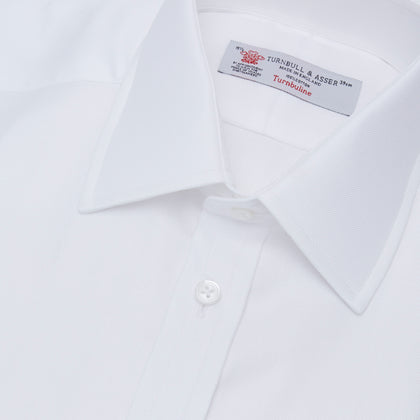 White Herringbone Superfine Cotton Shirt with T&A Collar and 3-Button Cuffs Image 1