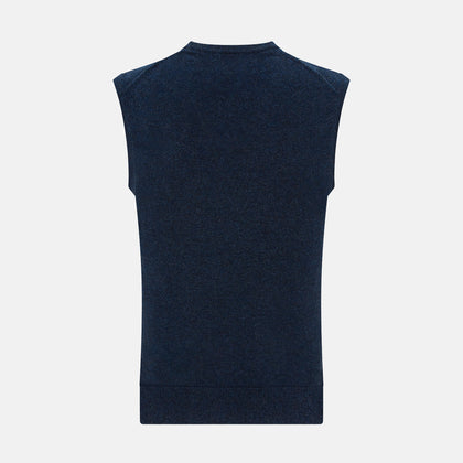 Navy Melange V-neck Cashmere Vest Image 2