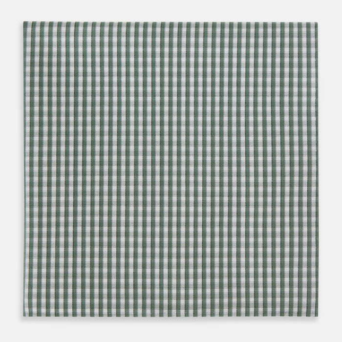 Melon Green Micro Shadow Check Hand-Rolled Handkerchief