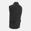 View 4 of product The Graphite Melange Collared Single-breasted Waistcoat by Turnbull & Asser features a dark gray hue, front buttons, collar, two zippered side pockets, and a chest pocket—perfect for winter. Shown on a plain white background.