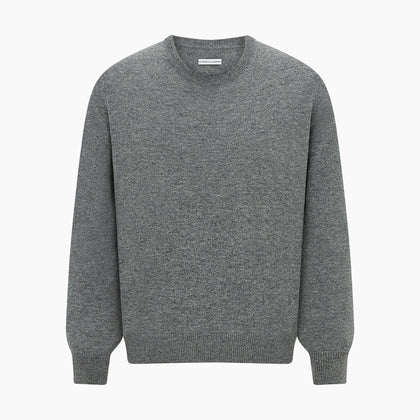Grey Melange Cashmere Round Neck Jumper Image 4