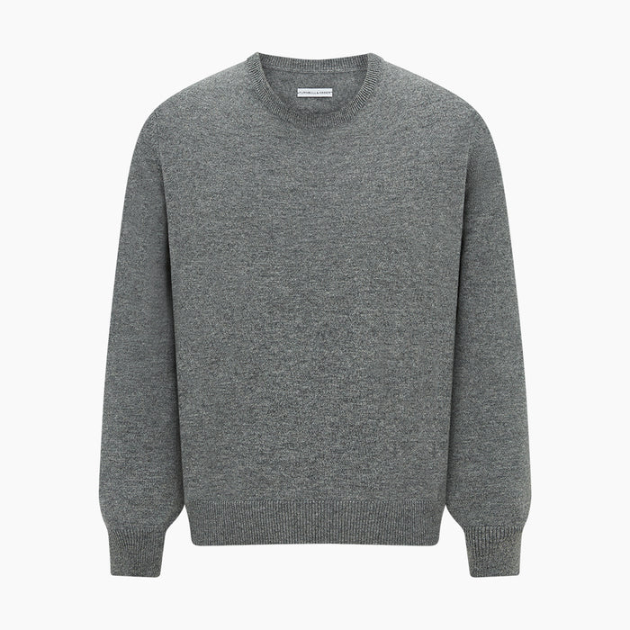 Grey Melange Cashmere Round Neck Jumper Image 4