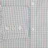 View 4 of product The Turnbull & Asser Forest Melange and Red Overlay Grid Check Westminster Shirt features long sleeves, a pointed collar, and buttoned cuffs, highlighting British craftsmanship. It's shown laid flat against a white background.