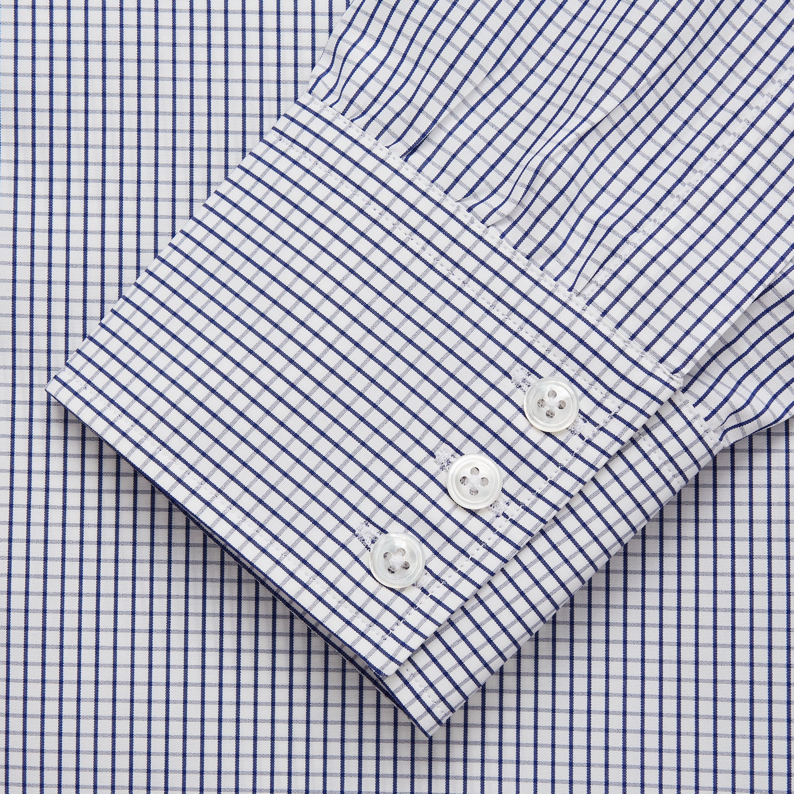 View 2 of product The Navy Check Cotton Regular Fit Mayfair Shirt by Turnbull & Asser features a timeless checked pattern for a classic look.