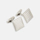 Turnbull & Asser Silver Striped Square Cufflinks feature a ridged, horizontal line design on sterling silver, set against a white background.