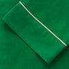 View 3 of product The Turnbull & Asser Green Silk Hyde Pyjamas Set features a long-sleeve button-up top with three pockets and modern fit elastic waistband pants in silk blend, both shown laid flat on a white background.