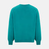 View 3 of product The Turnbull & Asser Turquoise Cashmere V-neck Jumper features long sleeves with ribbed cuffs and hem, displayed on a plain white background—a chic knitwear addition.